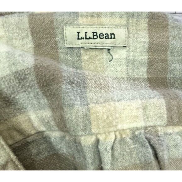 L.L. Bean Women's Whisper Weight Henley Collar Flannel Tan‎ Plaid Sz "XL" - Picture 6 of 9